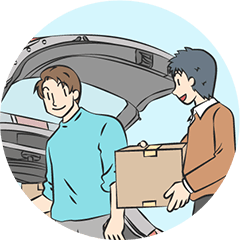 引っ越しで友達の車を運転する画像